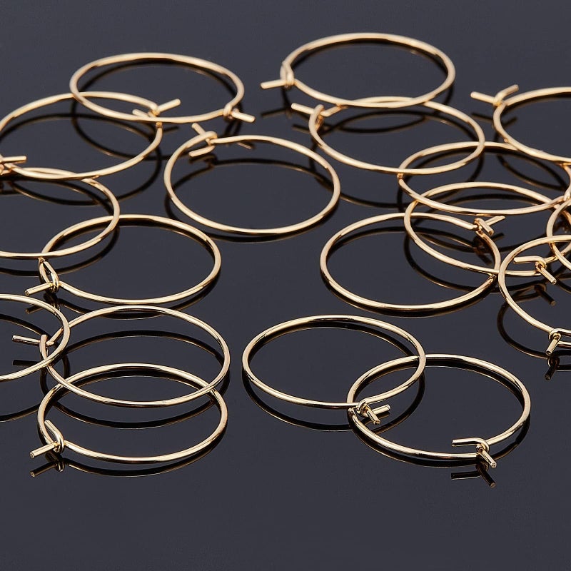 UNICRAFTALE 100pcs 0.79"/20mm Metal Stainless Steel Hoop Earring Golden Wine Glass Charm Rings 0.03"/0.7mm Pin Small Earring Beading Hoop for Women Dangle Hoops Earrings Making - Image 5